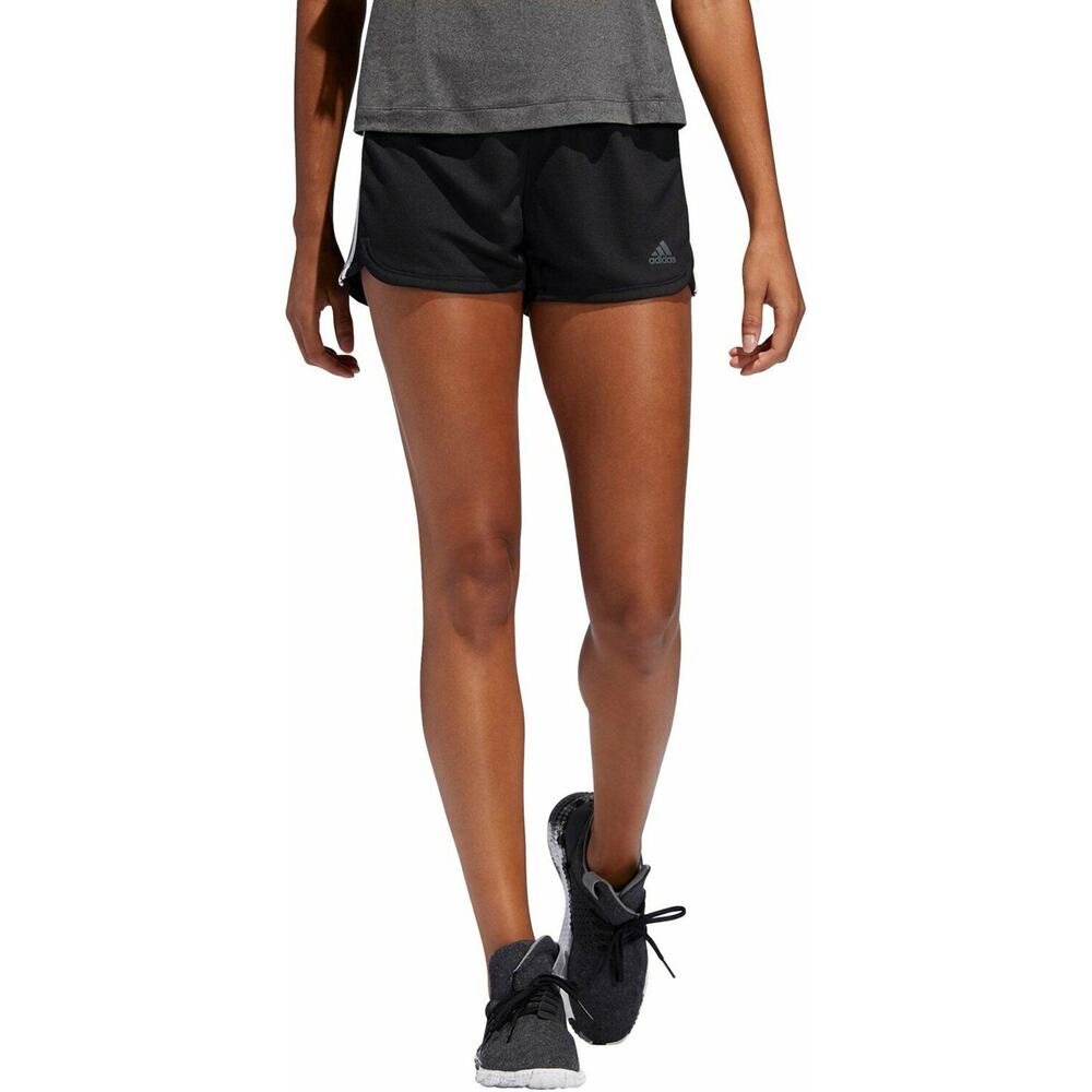 NWT New Adidas Black White 3-Stripe Knit Running Shorts Women's Size Large